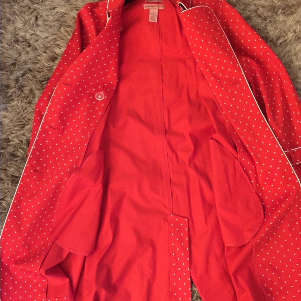 BANDOLINO RED & WHITE POKI-DOT ALL WEATHER COAT - Picture 7 of 7